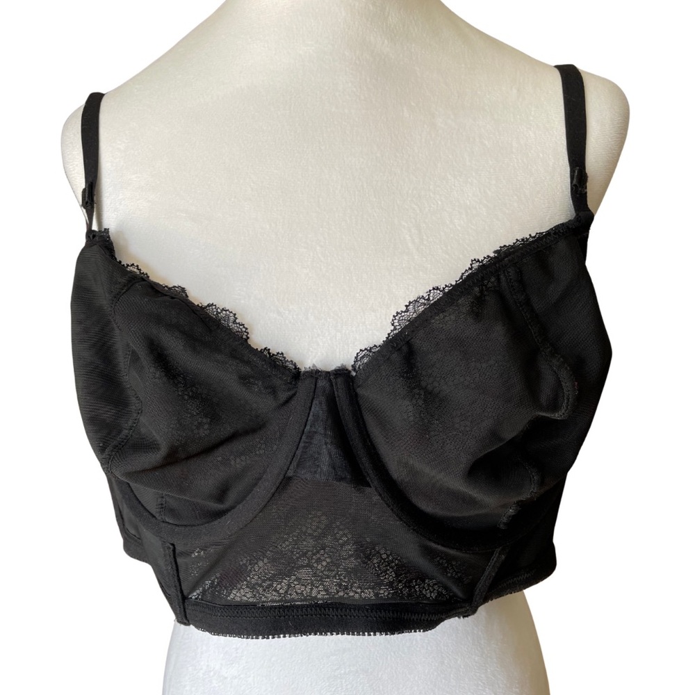 TORRID CURVY Longline Bralette Sz 3 Black Red Lace Underwire Side Boning Harness - Picture 10 of 14